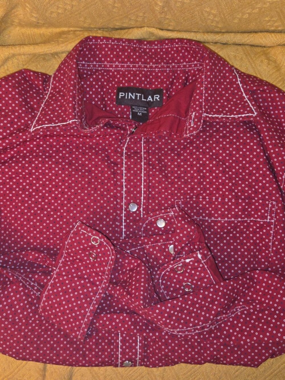 Pintlar Men's Snap Western Long Sleeve Shirt Red Geo Print Sizes Medium